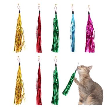 Imagem de Balacoo 5 peças de brinquedos para gatos com estampa de flauta metálica de lacre e franja de tecido com sino interativo para gatos de cor aleatória