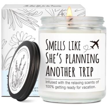 Imagem de Vela de presente de viagem para mulheres viajantes, cheira como ela está planejando outra viagem, férias, presente de Natal para mulheres viajantes, presente engraçado de aniversário para quem ama