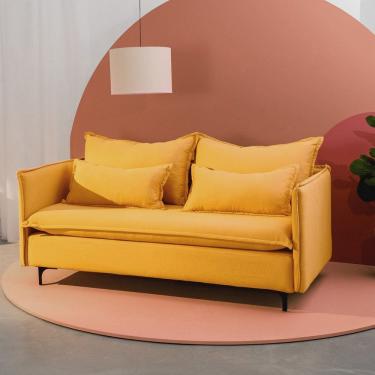 Imagem de Sofá Modular 2 Lugares Pé Metal Sôma Cabecasa Madeiramadeira Mostarda