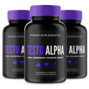 Imagem de Suplemento Alimentar Combo com 3x Testo Alpha - com 30 Cápsulas por Pote | Totalizando 90 Cápsulas