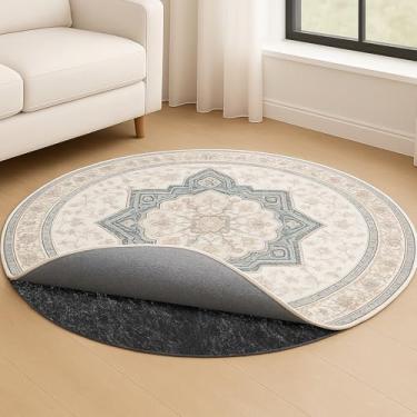 Imagem de Deep Dream Tapete redondo de superfície dupla, feltro impermeável de 1/20.3 cm de espessura + suporte de borracha natural, aderente de carpete redondo antiderrapante para tapetes de área, almofadas