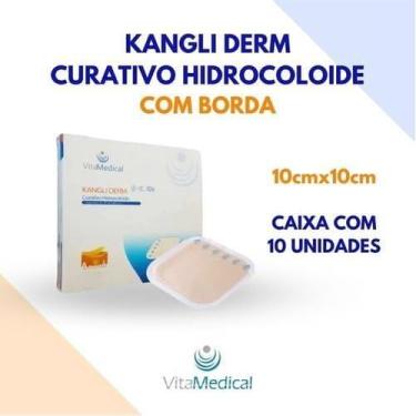 Imagem de CURATIVO HIDROCOLOIDE COM BORDA 10cm X 10cm COM 10 UND KANGLI DERM VEN