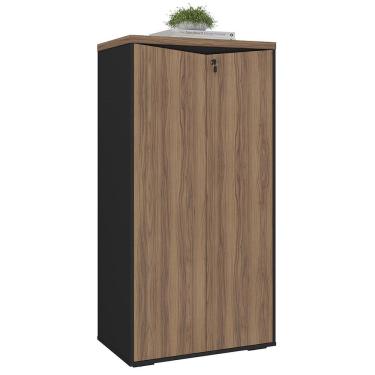 Imagem de Armário Escritório com Chave 2 Portas Corp A06 Nogal/Preto   - Mpozenato