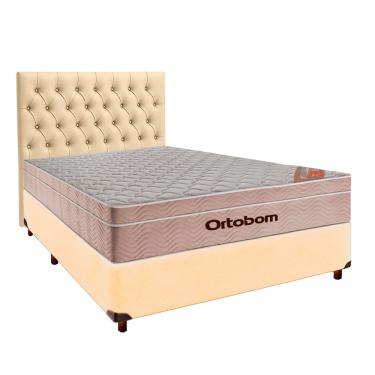 Imagem de Kit Cama Box + Cabeceira + Colchão Casal Molas Ensacadas - Airtech - Ortobom