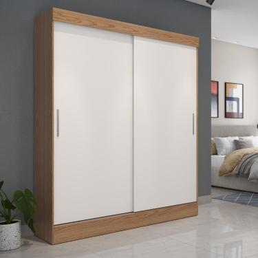 Imagem de Guarda-Roupa Solteiro 2 Portas de Correr Harry 135 cm - Carvalho c/ Off White