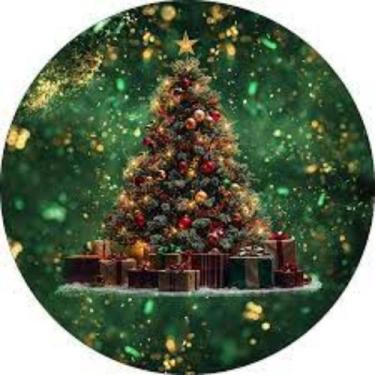 Imagem de Painel Redondo Natalino Capa Estampada De Árvore De Natal Decoração Pa