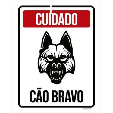Imagem de Kit 3 Placas De Sinalização - Cuidado Cão Bravo