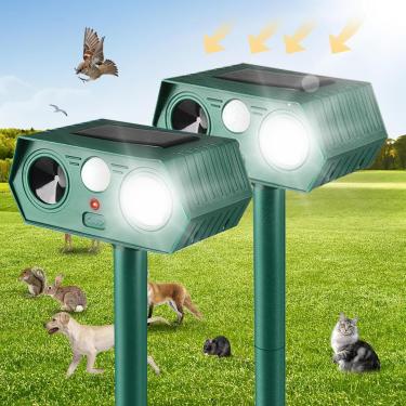 Imagem de Repelente solar de animais 2025, repelente ultrassônico atualizado para gatos ao ar livre, dissuasor de cervos à prova d'água para gambá de cães pássaros, dissuasor de esquilos com luzes de flash de
