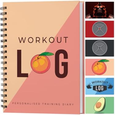 Imagem de Workout Log Gym Agenda de exercícios para rastreamento diário de fitness e definição de objetivos (tamanho A5, 15 x 20 cm, rosa pêssego), diário de treinamento pessoal para casa e academia, diário de