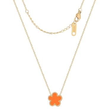 Imagem de KINFERTE Colar de trevo banhado a ouro 18K para mulheres, colar de trevo de quatro folhas, pingente de flor de dupla face, joias delicadas, presentes de aniversário para mães e mulheres, irmãs, avós