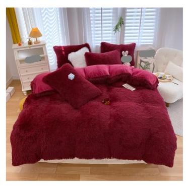 Imagem de AKALNNB Jogo de cama com edredom de inverno de pelúcia quente, conjunto de cama de veludo com quatro peças e fronhas