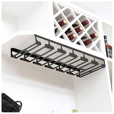 Imagem de Suporte para copos de vinho embaixo do armário, suporte de talheres suspensos, para bar doméstico, restaurante, branco/preto/bronze (compartimentos de 3/4/5/6/7) (branco 61 × 22,5 cm)