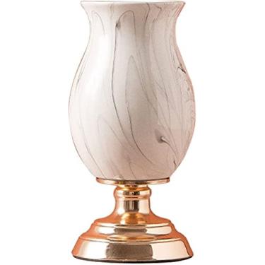 Imagem de LIFOND Vaso de flores vaso de cerâmica moderno criativo decoração de mesa vaso de flores 30 cm grande porcelana arranjo vasos de base de metal vaso de flores decoração de mesa (A)