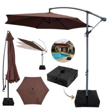Imagem de Ombrelone Lateral 3,00m Terracota com Base e Manivela Proteção Solar U