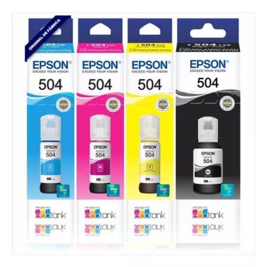 Imagem de Kit 4 Refil de Tinta Epson L4260 T504 para impressoras L4150 L4160 L6161 L6191 L6171 L6270 L14150