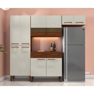Imagem de Cozinha Compacta Kit's Paraná Nala com 10 Portas, 2 Gavetas e 4 Prateleiras - 222cm de...