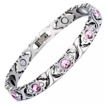 Imagem de Pulseira Magnética Zircônia Prateada Equilibrio - Outlet Boxe