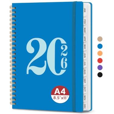 Imagem de Agenda 2026, agenda semanal e mensal, janeiro de 2026 a dezembro de 2026, agenda de calendário de capa dura 2026 com abas e bolso interno, material escolar para mulheres e homens - A4 (21,6 cm x 28 cm
