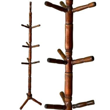 Imagem de Cabideiro, Cabideiro de Chao Envernizado Mancebo Arara de Roupas 10 Ganchos em Madeira Cabide Organizador, 165×30cm(Imbuia)