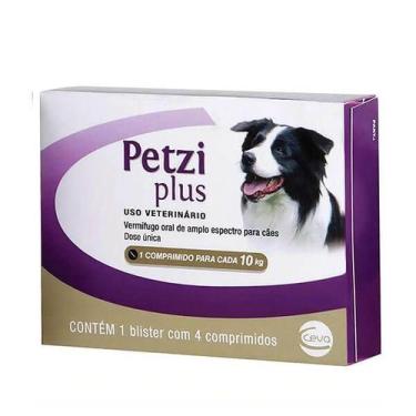 Imagem de Petzi Plus 700mg Vermífugo para Cães 10kg Ceva 4 Comprimidos