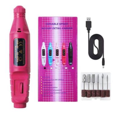 Imagem de Lixadeira de Unha Elétrica Rosa Portátil Bivolt Manicure - Draik