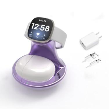 Imagem de iMorde Para Fitbit Sense/Sense 2/Versa 3/Versa 4, base de carregamento para suporte de carregador Fitbit Watch, acessórios para Fitbit, para Google Pixel Buds, para Galaxy 3/2/Buds+/Buds 2 Pro, para