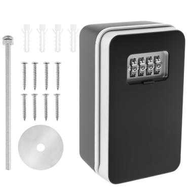 Imagem de KHZSPP SAFEKey Lock Box montado na parede para fora, combinação robusta de 4 dígitos armazenamento de fechadura ao ar livre, combinação portátil cofre de segurança seguro para casa, escritório
