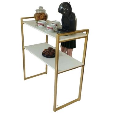 Imagem de Aparador Buffet Luxo Café Mesa Sala Cozinha Romero Dourado/branco