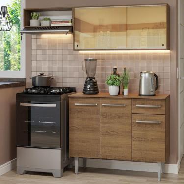 Imagem de Armário De Cozinha Compacta 165cm Rustic Emilly Madesa 04 Rustic