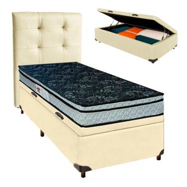 Imagem de Conjunto Cama Box Bau Blindado Solteiro + Colchão D28 Conforto Paropas + Cabeceira