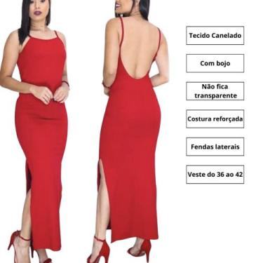 Imagem de Vestido Longo Festa Natal Vermelho Final de Ano Alcinha Fenda Bojo Ele