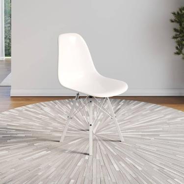 Imagem de Cadeira Eames Design Moderno Tubo De Ferro Branco Assento Branco