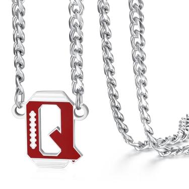 Imagem de NUKAYAI Colar de futebol masculino, pingente de letra A a Z, corrente de futebol de aço inoxidável, 50,8 cm, presentes personalizados para fãs de jogadores e amantes de times, 20", Aço inoxidável, Sem