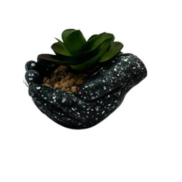 Imagem de Mini Vaso em Formato de Mãos com Planta Artificial Suculenta - bbless,