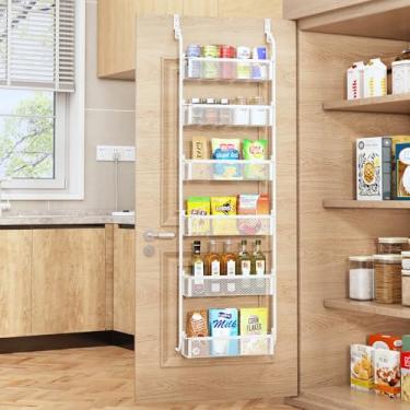 Imagem de Fovkdcvw Organizador de despensa sobre a porta, organização e armazenamento de porta de despensa de 6 níveis, suporte para temperos sobre a porta, prateleiras de armazenamento de casa e cozinha para