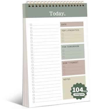 Imagem de Bloco de notas para fazer na lista, 52 folhas sem data, agenda diária para trabalho, casa, escola, escritório, acessórios, suprimentos e tarefas de definição de metas - verde