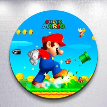 Imagem de Capa Painel Redondo Festa Game Mario Jogo Estampa Infantil Mini e Gran