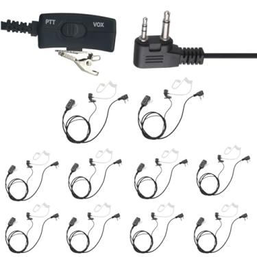 Imagem de stdgove Fone de ouvido Walkie Talkie de rádio bidirecional para rádios Midland GXT LXT GMRS de 2 pinos (pacote com 10) (com VOX)