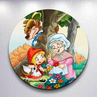 Imagem de Capa para Painel Tema Infantil Chapeuzinho Lobo Mau Redondo Decoração 