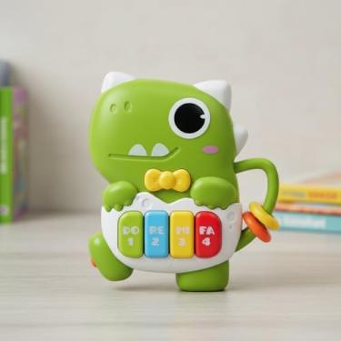 Imagem de Piano Dinossauro Infantil Baby Toy Musical Com Luz E Som Brinquedo Educativo Sensorial Bebê + 18M (Verde)