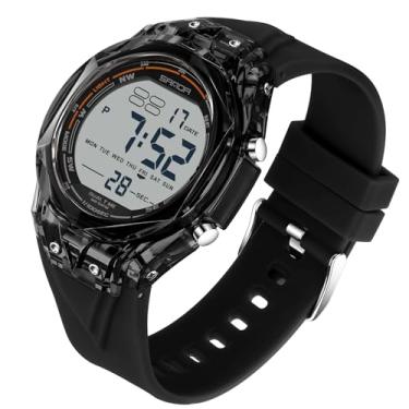 Imagem de TICKEEN Relógio masculino esportivo, digital, à prova d'água, com alarmes/contagem regressiva/cronômetro/12 e 24h/tempo duplo/luz/campainha de hora em hora/relógio de pulso multifuncional militar