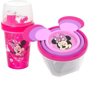 Imagem de Kit Infantil Porta Lanche Escola Passeio Minnie 4 Itens - Plasutil