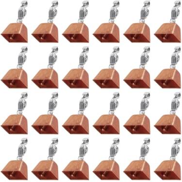 Imagem de Pacote com 24 sinos de alerta de pesca, sino de pesca com grampo de metal, alarmes de mordida para peixe-gato e pesca de isca, sino quadrado de cobre com clipe de mola resistente, dimensões 3,5 x 3,5