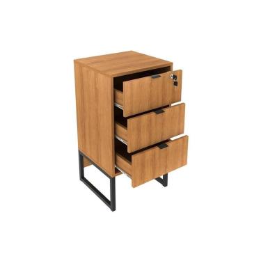 Imagem de Gaveteiro P/ Escritório Me4158 3 Gavetas E 1 C/ Chave Amêndoa/preto - Tecno Mobili