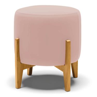 Imagem de Puff Stella Veludo Rosê Base Madeira Castanho D03 - D'Rossi