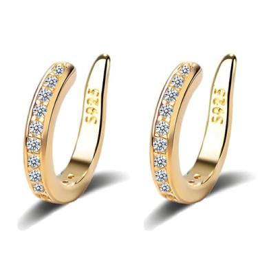 Imagem de Fixura Grampos de orelha, clipe de orelha Zafiller não perfurante, prendedores corretores de orelhas, brincos finos e grossos, punhos, brincos ajustáveis de zircônia cintilante, brincos falsos para