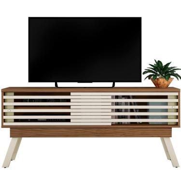 Imagem de Rack Bancada Foz 1.5 2 Portas Pé Palito Tv Até 65 Polegadas Naturale/off White