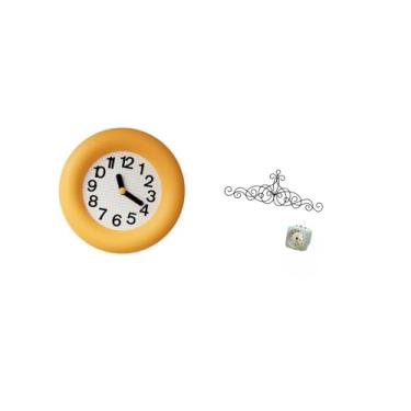 Imagem de Fenteer Relógio de Parede Analógico Contemporâneo Silencioso com Decoração Floral em Metal para Cozinha, Sala de Jantar, Quarto, Pátio, Interna E Exte