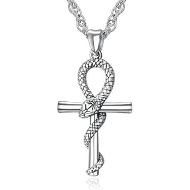 Imagem de Colar de cobra com pingente de prata esterlina 925, joia de cobra para homens e mulheres com corrente de pérola de aço inoxidável