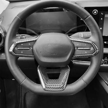 Imagem de Capa de moldura de volante de carro premium, compatível com acessórios Chevy Equinox 2025-2026 - antiderrapante, ajuste universal, fácil instalação e acessórios de atualização de luxo (padrão de fibra
